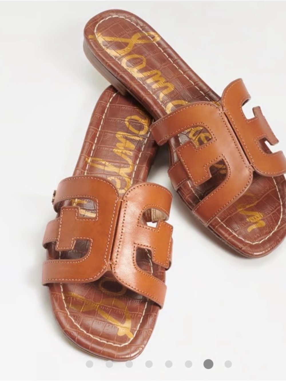 Sam Edelman, Slide Sandals, Color Saddle Leather, 8.5 very good pre-owned condit